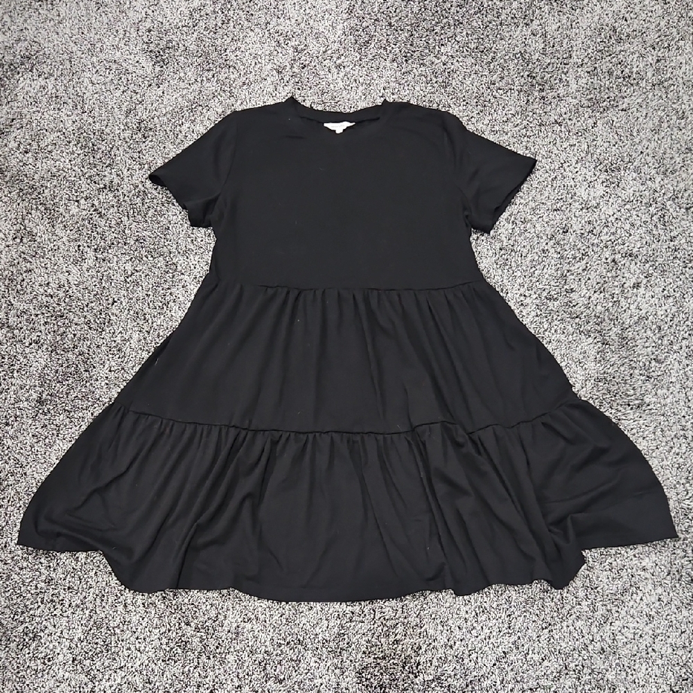 Amaryllis Black Short Sleeve Dress, Size XL